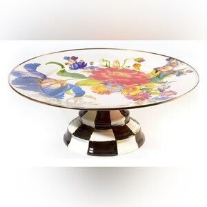 Mackenzie Childs Large flower market pedestal platter new in box